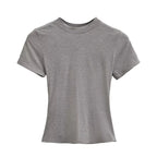 2025 New High Quality Casual T shirt Sexy Slim Short Sleeves Fashion Trend Solid Women Clothing y2k Tops - Matrix-studios.com