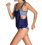 Tankini Swimsuits Women PLus Size 3XL Striped Tankini Vest Top Strap  Swimwear Ladies Female Belly Covered Tankini Set - Matrix-studios.com