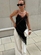 Satin Sexy Lace Spliced Short Sling Dress Women Sleeveless Backless Asymmetric Sexy Party Dresses 2026 Summer Lady Dress ﻿ - Matrix-studios.com