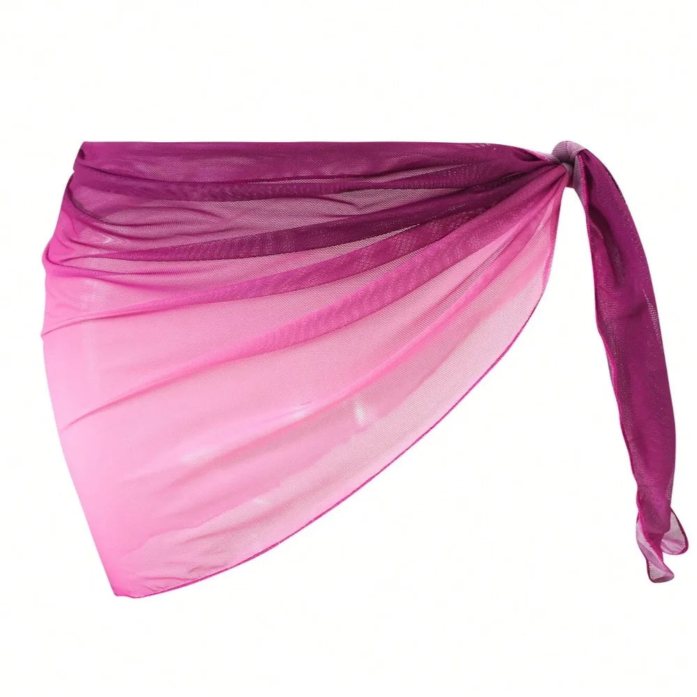 Chiffon Material Beach Dress UPF Protection Short Length Sarongs Gradient Color Breathable Quick-Dry Swimsuit Coverups - Matrix Studios