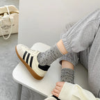 Women's spring summer thin vintage cream curled-edge women's socks polka dot mid-tube socks artistic socks women - Matrix Studios