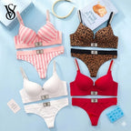 Victoria s Secret Wireless Demi T Shirt Bra Panties Set Sexy Lingerie Women Bra Set Lace Push Up Comfortable - Matrix-studios.com