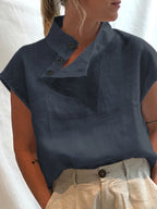 ZANZEA Fashion Women Blouses 2024 Summer Cotton Linen Blusas Mujer Stylish White Shirt Elegant Short Sleeve Tunics Lightweight - Matrix-studios.com