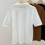 Elegant POLO Short Sleeve T Shirt Loose Pockets Design Thin Summer Blouses For Women Aesthetic Clothing - Matrix-studios.com