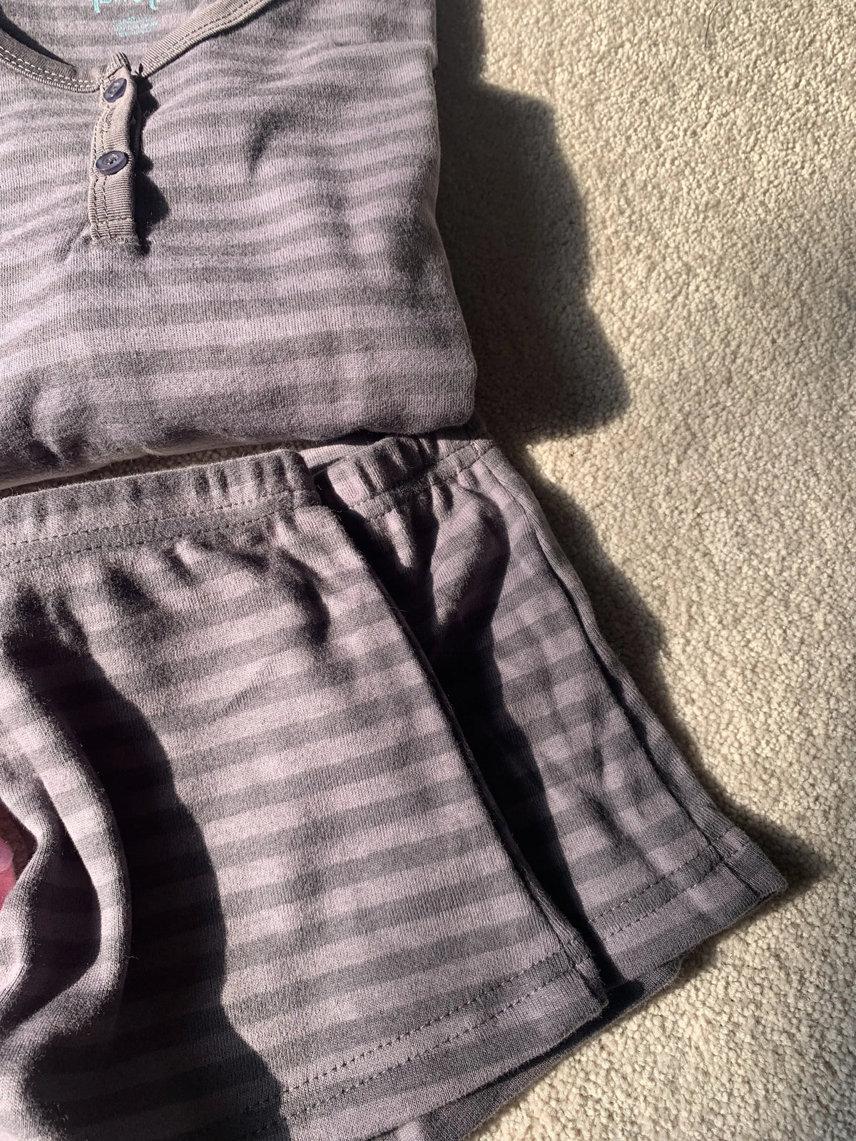 Pink Striped Long Sleeve T-shirt Shorts Set Woman Buttons Slim Tees+Elastic Straight Short Pant Cotton Home Pajama 2 Piece Sets - Matrix-studios.com