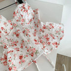 Sexy Slim  Corset ruffle print Chic Korean Camis Tank Top Basic Fashion Off Shoulder Summer Women Clothing - Matrix-studios.com
