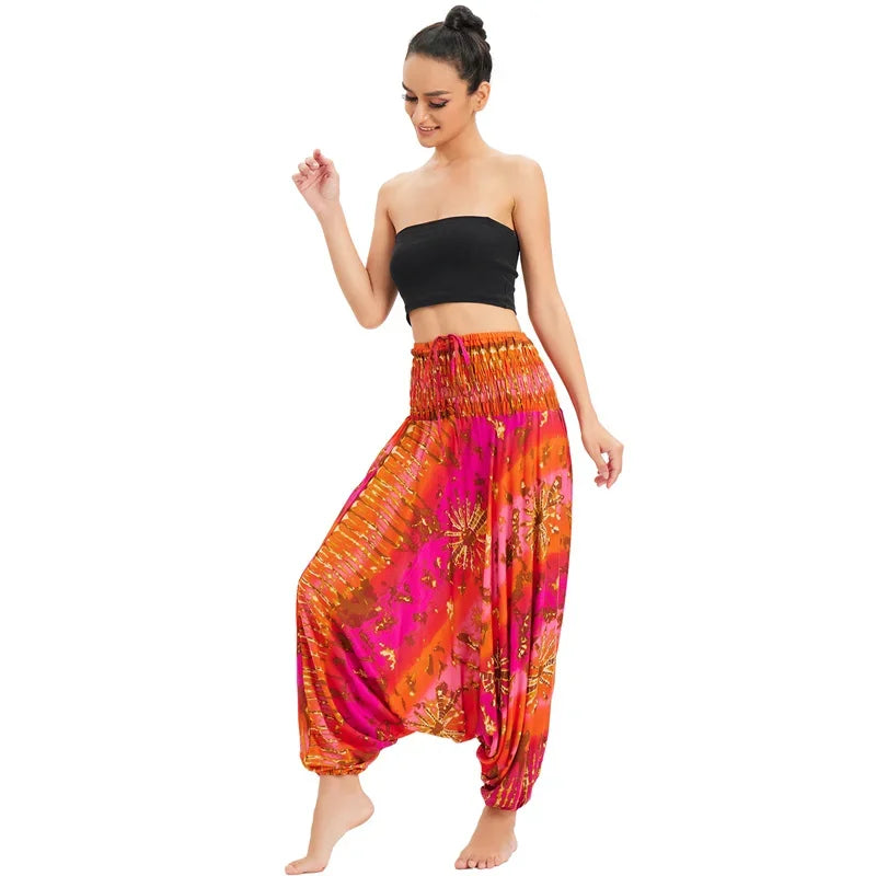 Bohemian Pants Women Pantalones Mujer Hippie High Waist Rayon Harem Baggy Boho Yoga Beach Wear Pour Femme Calca Feminina Printed - Matrix Studios