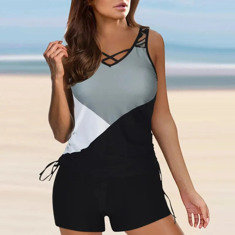 Bikini Sets With Shorts Womens Vintage Printed Tankini Set Two Pieces Romper Bodysuit Bathing Suits For Women Swimwear New - Matrix-studios.com