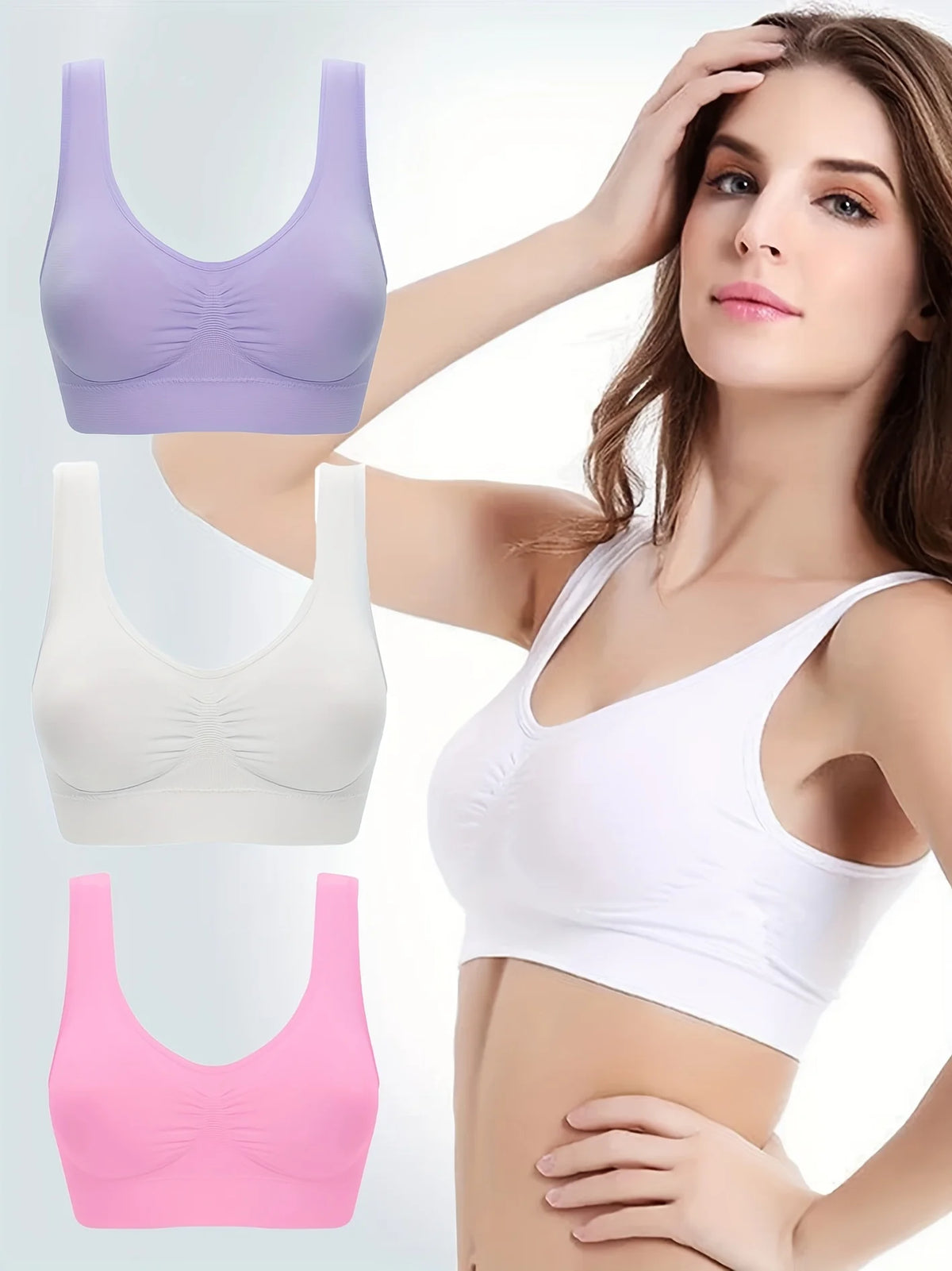 Sexy women push up  BREAST   bra big size backless  bras plus size wireless brassiere breathable seamless bra 1pcs wfws01 - Matrix Studios
