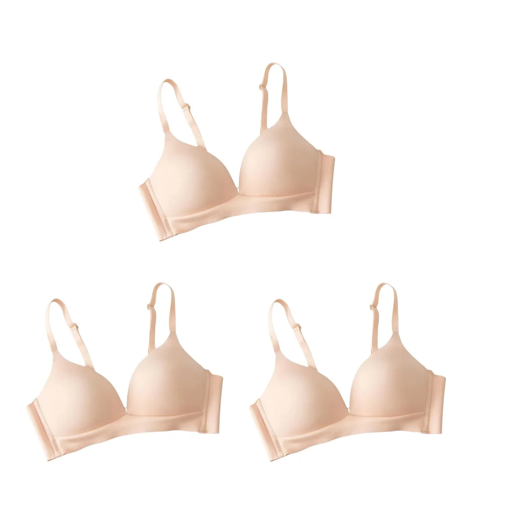 3Pcs/Set Seamless Bras For Women Non-wire Push-Up Bra Glossy Deep V Underwear Fixed 3/4 Cup Comfort Daily Wear Lingerie S-XXL - Matrix Studios