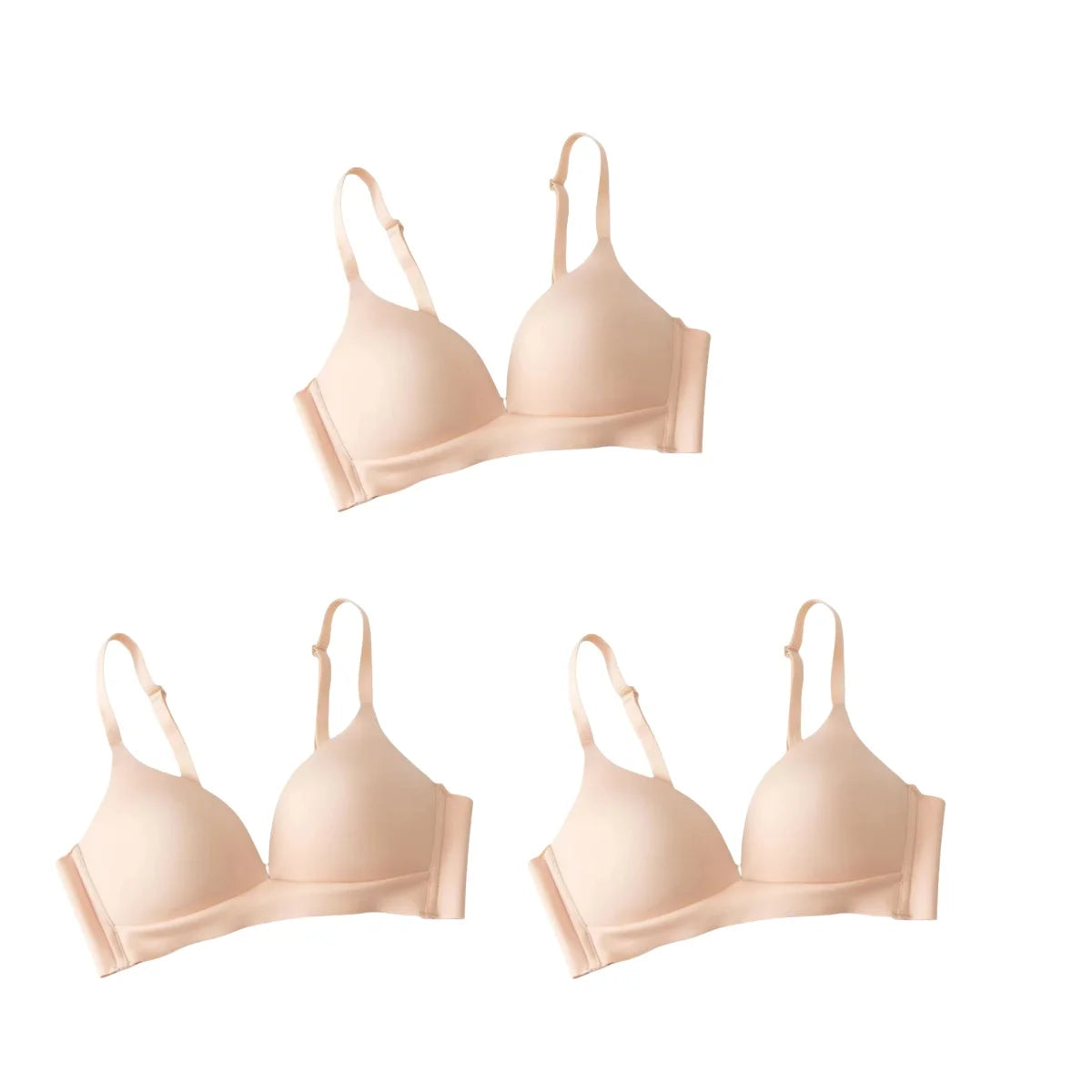 3Pcs/Set Seamless Bras For Women Non-wire Push-Up Bra Glossy Deep V Underwear Fixed 3/4 Cup Comfort Daily Wear Lingerie S-XXL - Matrix Studios
