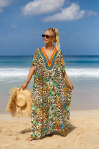 Kaftan Dresses Tropical Printed Cover Ups for Swimwear Women Elegant Maxi Robe Holiday Bathing Suits Dropshipping Hot Sales - Matrix Studios