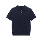 YENKYE New 2025 Women Basic Jersey Polo Collar T Shirt Short Sleeve Front Button Rib Trim Tees Spring Summer Crop Top - Matrix-studios.com