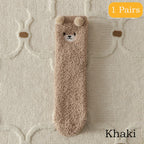 Cute Bear Winter Socks Women's Thickened Plush Warm Comfortable Sleeping Sock Cute Cartoon Lovely Floor Socks Mid Tube Socks - Matrix Studios