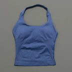 HISTELLO Sports Halter Top Seamless Longline Strappy Gym Tank Top Women Yoga Clothing Workout Fitness Sportswear Pilates Vest - Matrix-studios.com