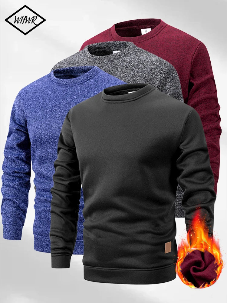 New Men's Sweater Spring Autumn Round Neck Long Sleeve Pullover Casual Sports Sweatshirt High Quality Solid Color Fleece Coat - Matrix Studios