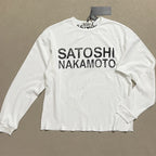 White Waffle Long Sleeve Satoshi Nakamoto T Shirt Men Women High Quality Tee Tops T-Shirt - Matrix-studios.com