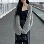 Autumn New Y2K Shrug Long Sleeve Cardigan for Women Korean Fashion Hollow Out Knitted Coat Harajuku Loose Lightweight Shawl Tops - Matrix Studios