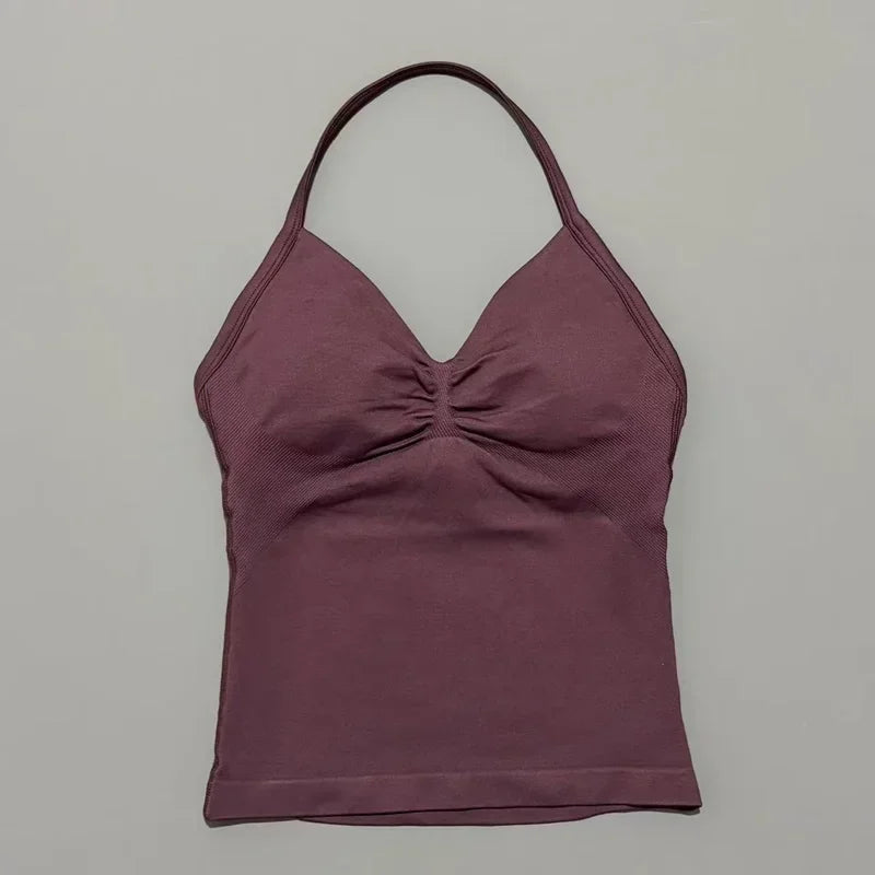 Women Solid Color Yoga Sports Tank Top Sleeveless Quick Dry Breathable Elastic Slim Fit Gym Workout Running Fitness Soft Skin - Matrix-studios.com
