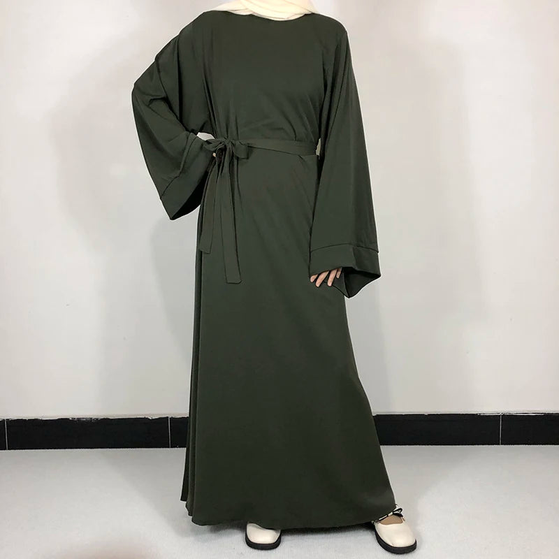 15 Colors Basic Plain Nida Abaya With Free Belt High Quality Muslim Women Modest Simple Dress EID Ramadan Islamic Clothing - Matrix-studios.com