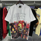 MIXED EMOTION Shirt Rhinestone Short Sleeve Men Women T-shirt Streetwear 100% Cotton Loose Round Neck Top Tees Oversized Tee Top - Matrix Studios