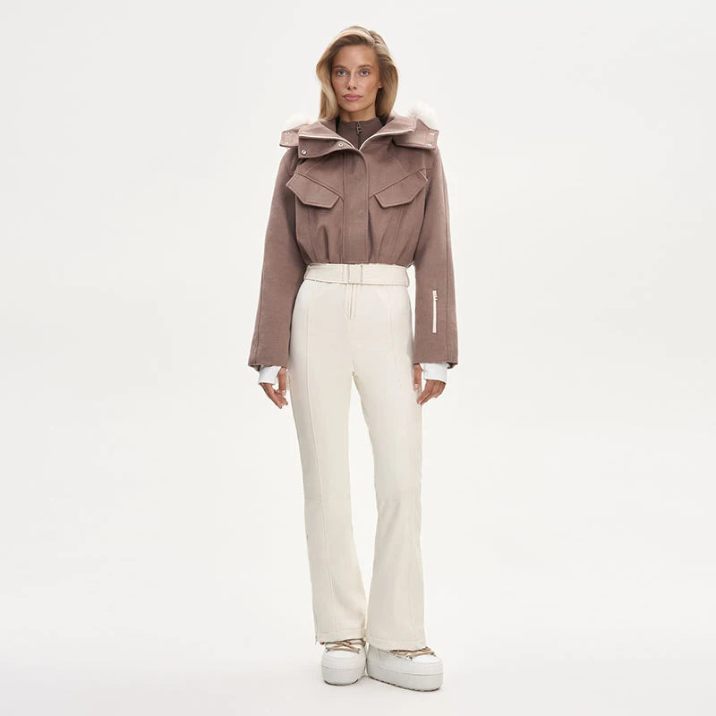 Fashion Hooded One-Piece Ski Jumpsuit Women Stand Collar Zipper High Waist Solid Windproof Outwear 2026 Winter Lady Skiwear New - Matrix Studios