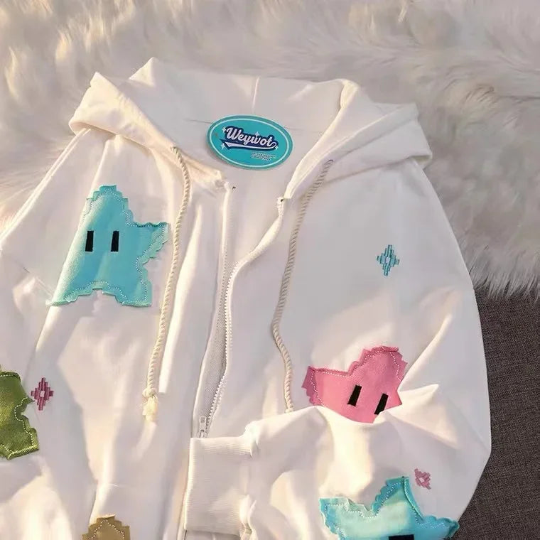 Y2K Oversized Coat Men's Personality Print Women's Hoodie Fashion Punk Harajuku Couple Zip Up Hoodie Tops Kawaii Clothes - Matrix Studios