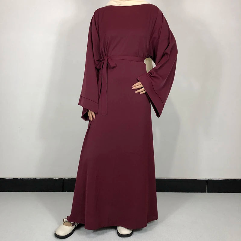 15 Colors Basic Plain Nida Abaya With Free Belt High Quality Muslim Women Modest Simple Dress EID Ramadan Islamic Clothing - Matrix-studios.com