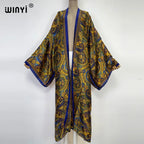 WINYI 2026 Summer Women Cardigan stitch Cocktail sexy Boho Maxi African Holiday Batwing Sleeve Silk feeling Robe kimono kaftan - Matrix Studios