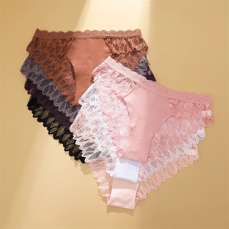 FINETOO 3Pcs Lace Hollow Out Underwear for Women Sexy Low-Waist Floral Briefs Female Invisible Breathable Lingerie Soft Intimate - Matrix Studios