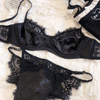 Sexy Underwear Set for Women Ultra-thin Bra Set French Lace Breathable Bralette Female Silk Comfort Bras and Thong Lingerie - Matrix-studios.com