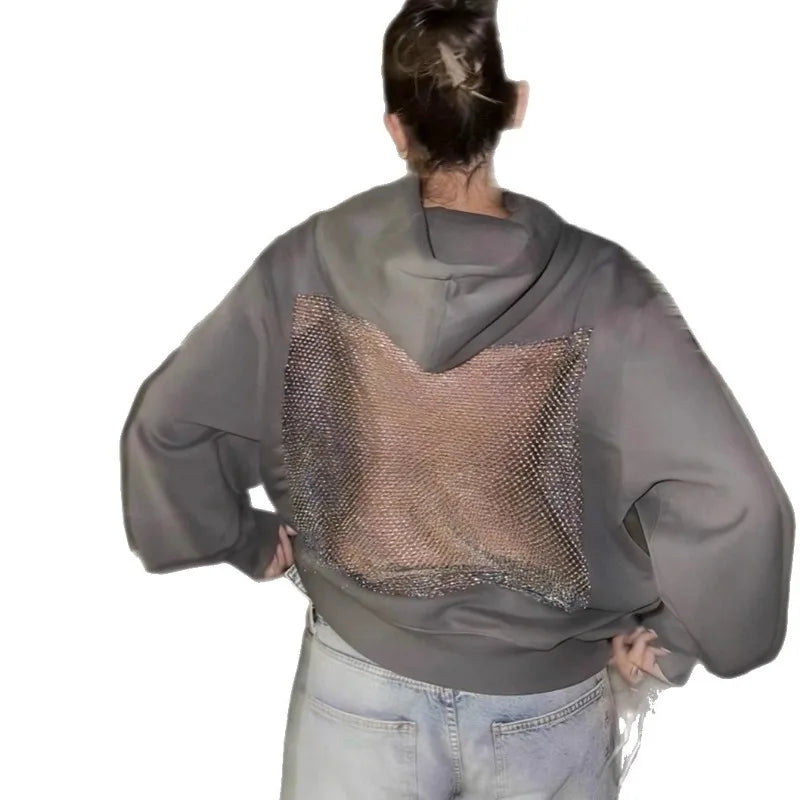 1/2PCS Fashionable Women’s Hoodie Solid Color Hollow Mesh Backless Sweatshirt for Fall and Winter Ideal Christmas Gift - Matrix Studios