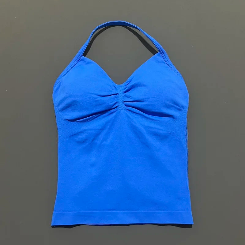 Women Solid Color Yoga Sports Tank Top Sleeveless Quick Dry Breathable Elastic Slim Fit Gym Workout Running Fitness Soft Skin - Matrix-studios.com