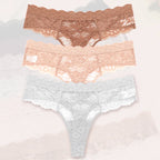 3Pcs Lace Sexy Thongs Women Low-Rise Briefs Sexy Soft Ladies Underwear Trendy Floral Underpants Female Flowery Panty Lingerie - Matrix Studios