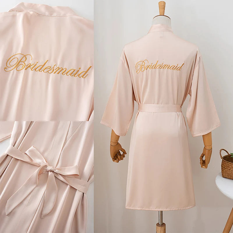 Wedding Bride Bridesmaid Robe Dressing Gown Sexy Women Bathrobe Nightgown Short Sleepwear Casual Flower Kimono Geisha M L XL - Matrix-studios.com