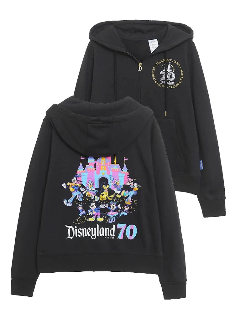 Disney World Castle Letter Magic Mickey Mouse Cartoon Print Embroidery Fleece Sweatshirt Women Hooded Zipper VELOUR Jumper Top - Matrix Studios