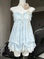 Casual Beach Style 2 Piece Skirt Sets Women Y2k Crop Top Vest + Mini Skirts Sweet Elegant Kawaii Vintage Suits Korean Fashion - Matrix-studios.com