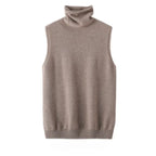 Women 100% Merino Wool Sleeveless Pullovers Turtleneck Sweater Waistcoat Wool Knitwear Spring Autumn Winter Fashion Vest Tops - Matrix Studios