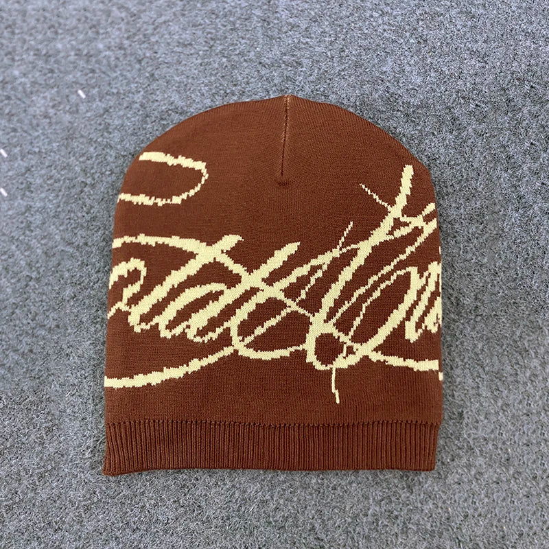Warm Jacquard Letter Knitted Woolen Hat for Men And Women Autumn Winter Street Leisure Fashion Hat