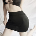 Sexy Thin Skinny Mini Skirt Without Lining Solid Color Low-rise See-through Hip Lifting Short Skirt Women Clubwear - Matrix-studios.com