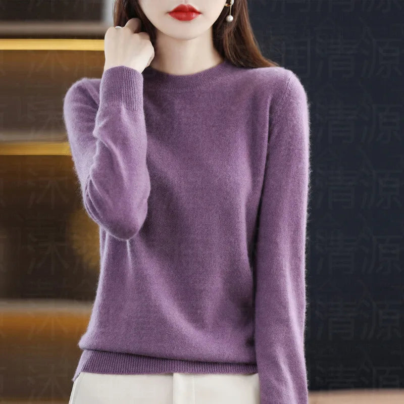 Autumn And Winter Cashmere Sweater Women's Crew Neck Pullover Casual Knitted Top Women's Short Undercoat Fashion 18 Colors - Matrix-studios.com