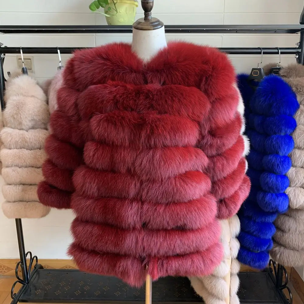 70CM 4in1 New Fast Shipping New Fashion Women Fashion Real Natural Fox Fur Long Coat Jacket for Winter Warm Over Coat - Matrix Studios