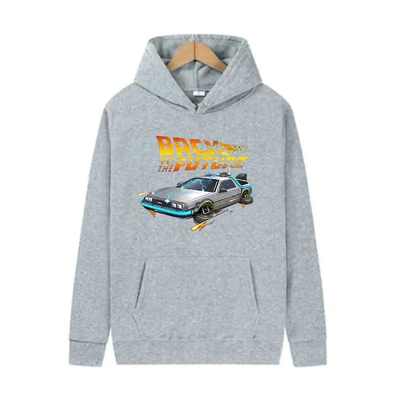 Back To The Future Retro DeLorean Car Print Hoodie Long Sleeve Tops Men Casual Streetwear Pullover Spring Autumn Unisex Clothing - Matrix Studios