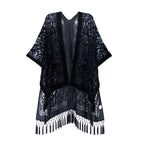 MJSERECA New Bohemian Burnt Plush Kimono for Woman Long Cardigan With tassel Beach Cover-up Casual Cardigan Shawl Chiffon Shirt - Matrix Studios