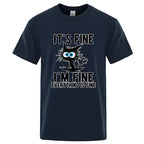 Men's High Quality T-shirt Cotton Blend Funny Cool Cat Printed T-shirt Casual Men Short Sleeve T-shirt for Men T-Shirt Male Top - Matrix Studios