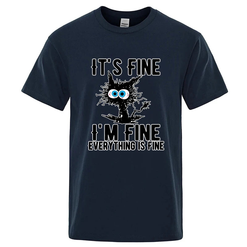 Men's High Quality T-shirt Cotton Blend Funny Cool Cat Printed T-shirt Casual Men Short Sleeve T-shirt for Men T-Shirt Male Top - Matrix Studios