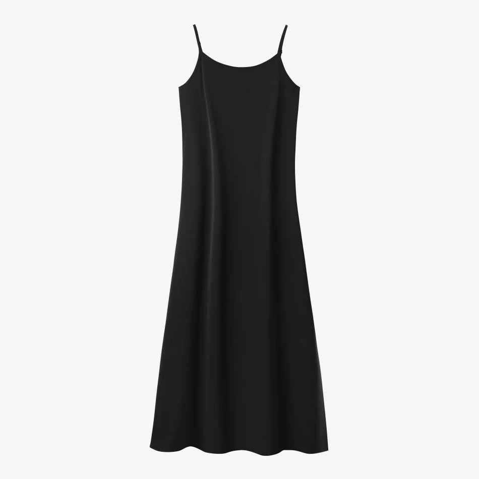 AS SS26 Luxe elegance slip satin dress + knitted top woman clothing set adjustable maxi floor length - Matrix-studios.com