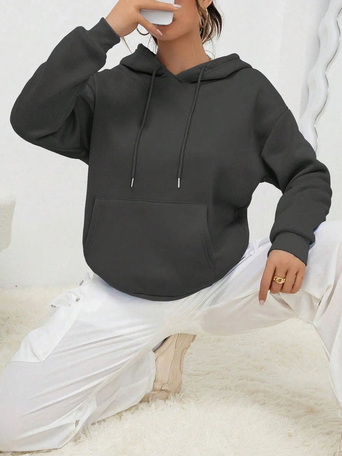 Solid Color Hoody For Female Autumn Fashionable Clothing Casual Fleece Pocket Hoodies Multicolor Unisex Women Streetwear - Matrix Studios