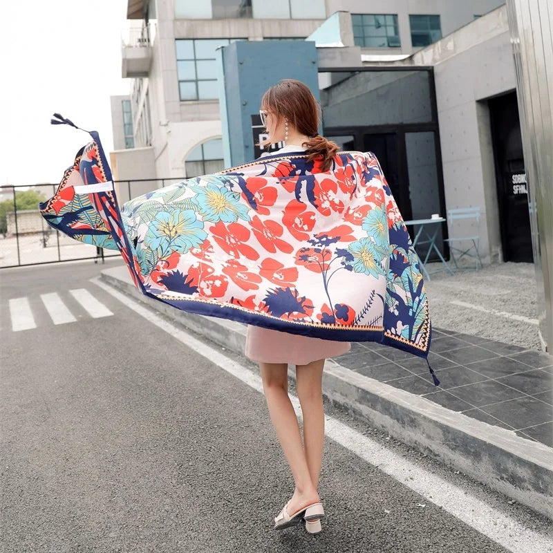 2018 New 90x180cm Twill cotton Pareo Beach Cover-Ups Women Large Beach Dress Bikini Bathing Swimwear Cover Up Sarong Wrap Scarf - Matrix Studios