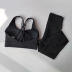 Women Breathable Yoga Set 2pcs Sport Suit Gym Wear Workout Clothes Gym Crop Top High Waist Legging Fitness Bra Set Sports Suits - Matrix-studios.com